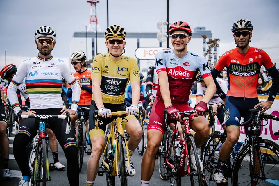 Geraint Thomas, Marcel Kittel, Alejandro Valverde et Vincenzo Nibali au Critérium de Saitama