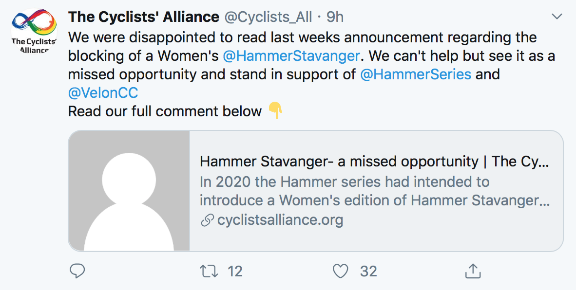 L'UCI qui n'accepte pas le Hammer Stavanger féminin