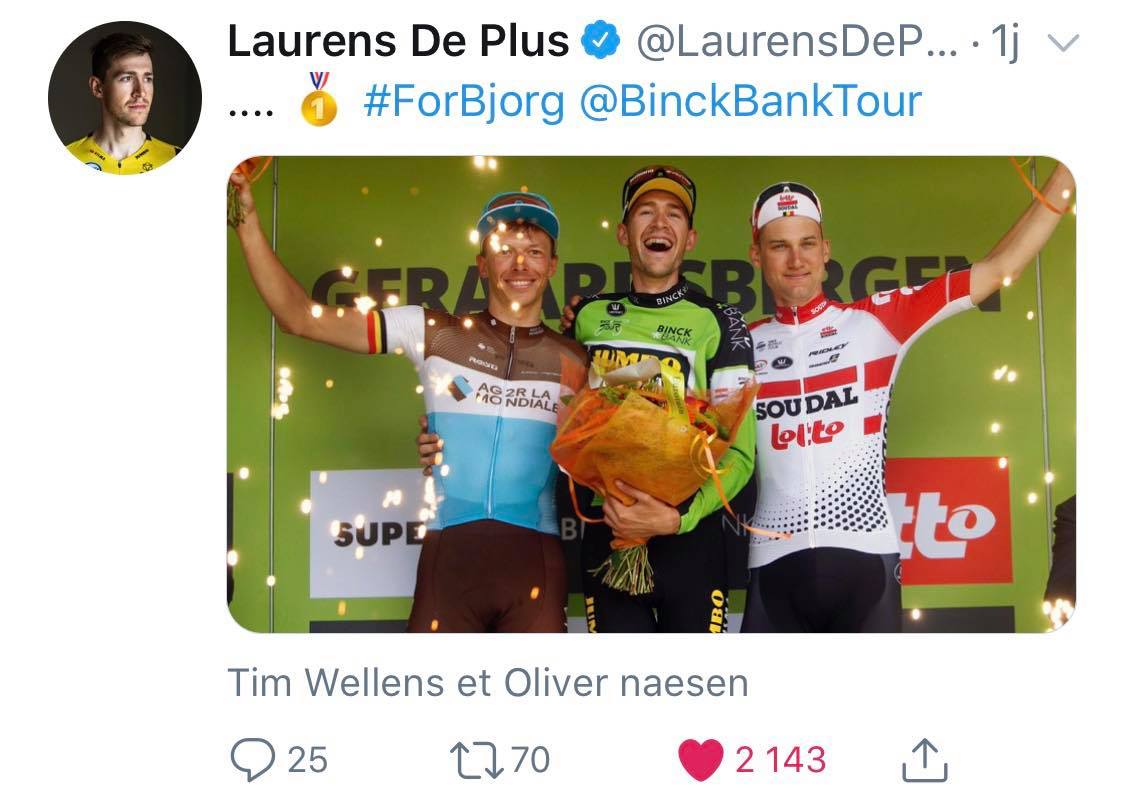 Laurens De Plus remporte le Binck Bank Tour pour Bjorg