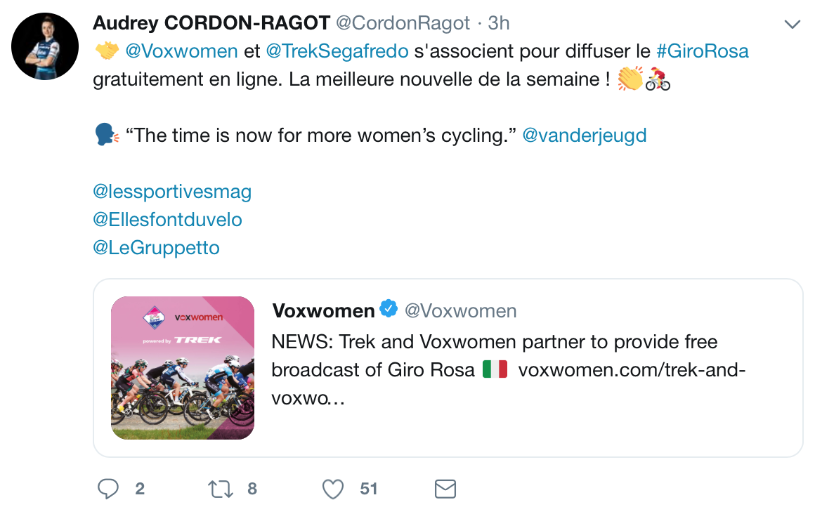 Le Giro féminin diffusé