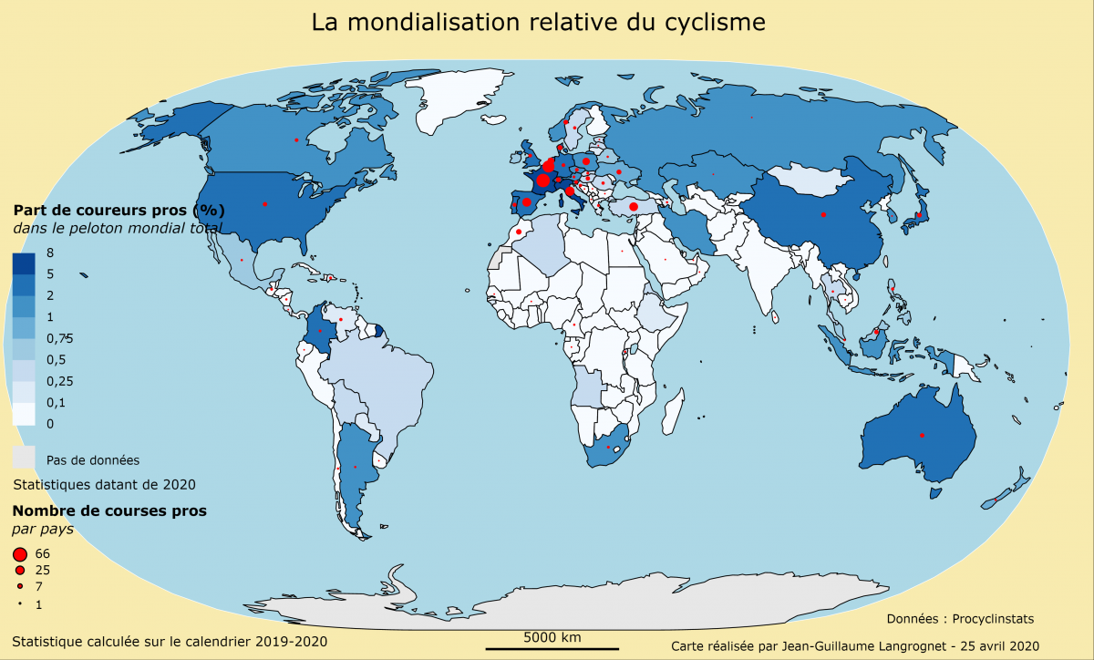 Carte : la mondialisation relative du cyclisme