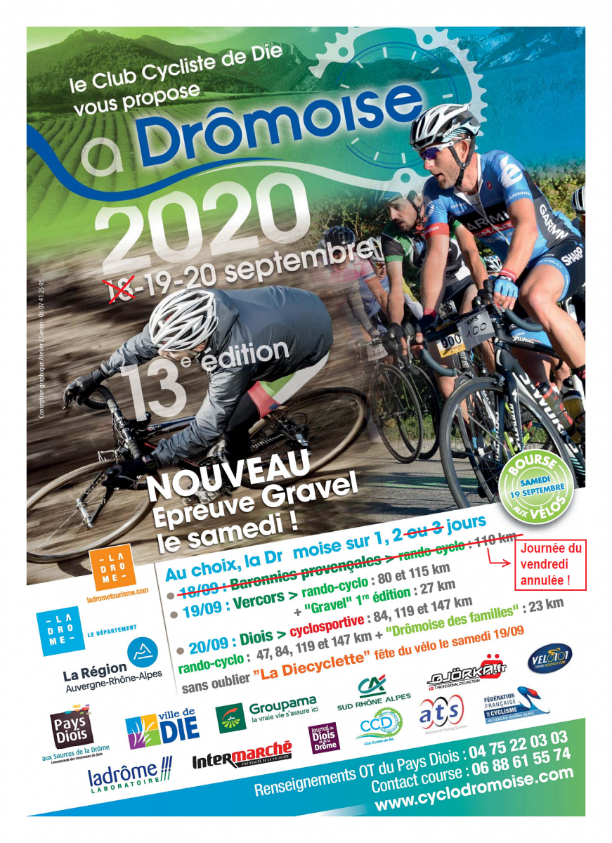 Dromoise 2020 - affiche modifiee suite annulation du vendredi Dromoise 2020 - affiche modifiee suite annulation du vendredi