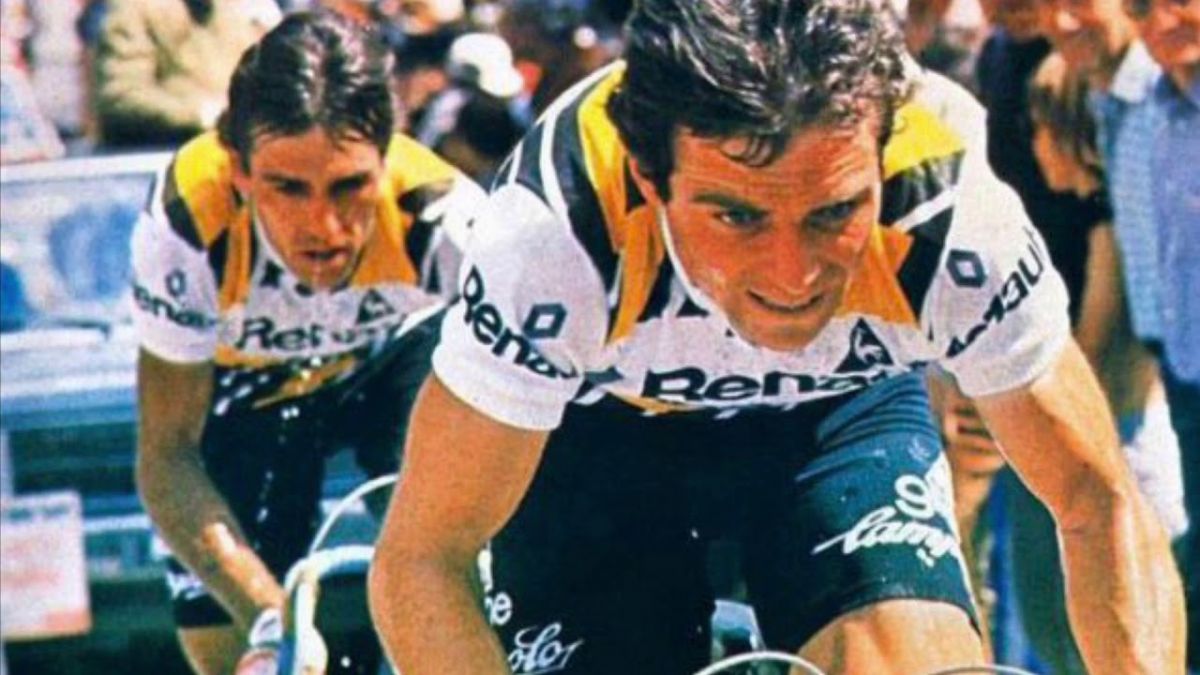 Jean-René Bernaudeau et Bernard Hinault en train de renverser le Giro 1980 sur l'étape du Stelvio