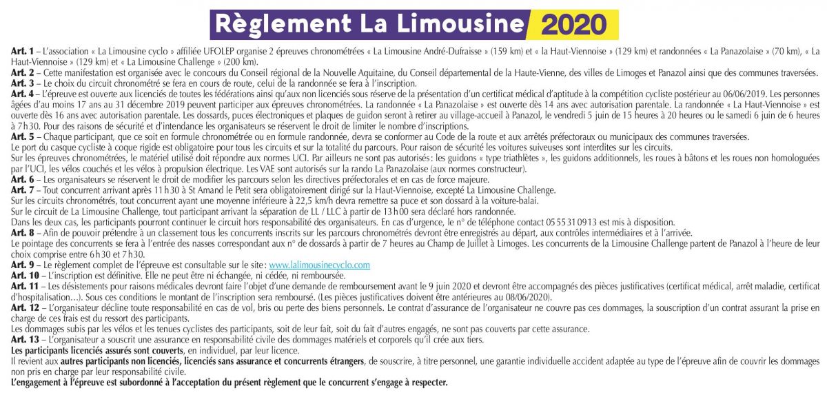 La Limousine 2020_Reglement La Limousine 2020_Reglement