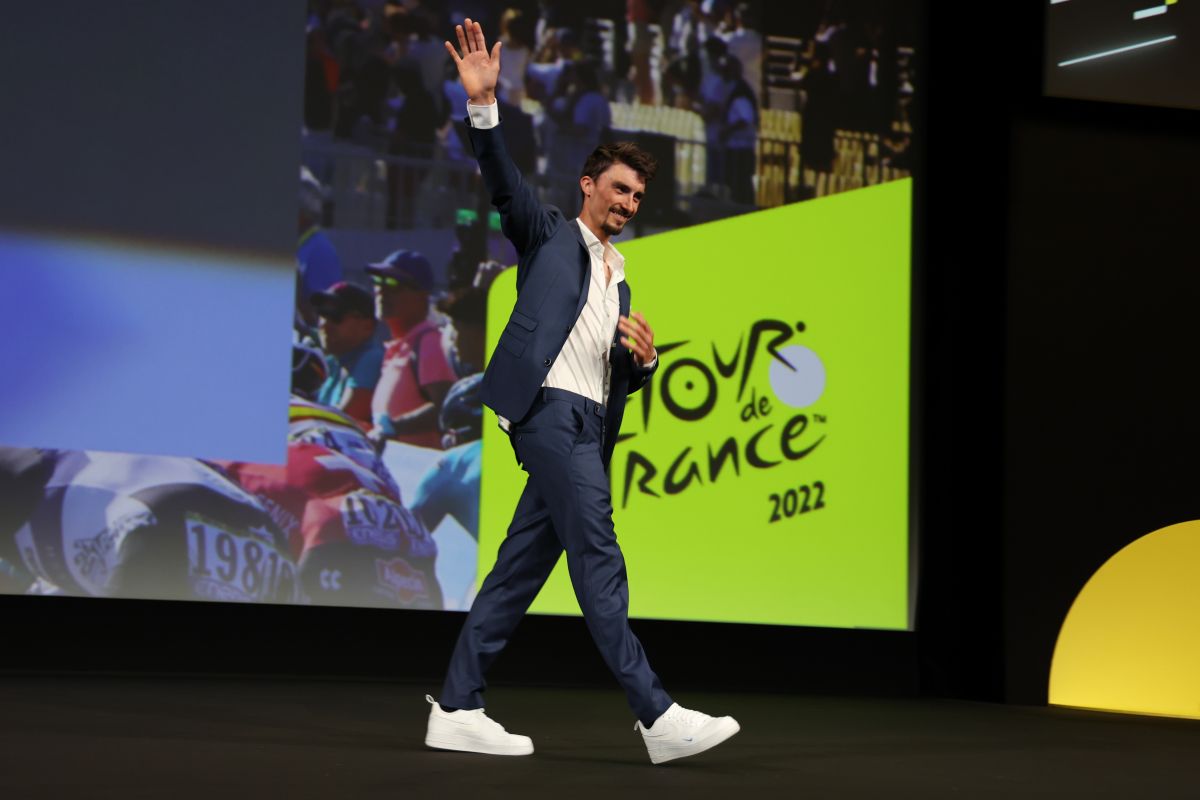 Julian Alaphilippe lors de la cérémonie de présentation du Tour 2022