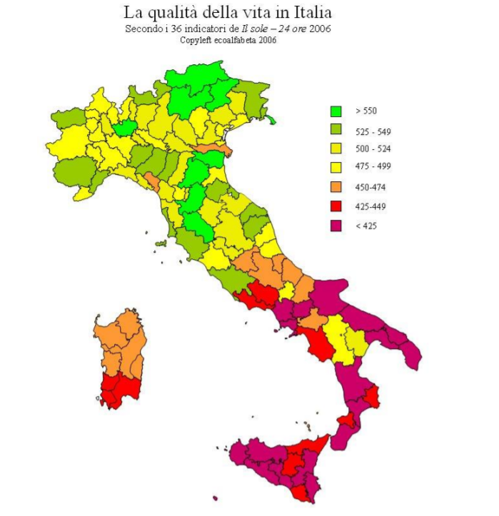 Spiegare le differenze economiche italiane