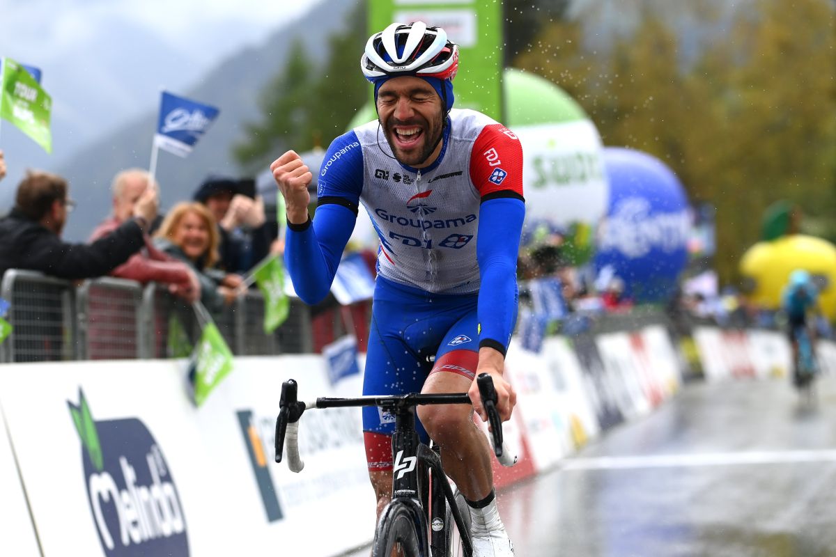 La joie de Thibaut Pinot lors de la victoire sur la 5ème étape.