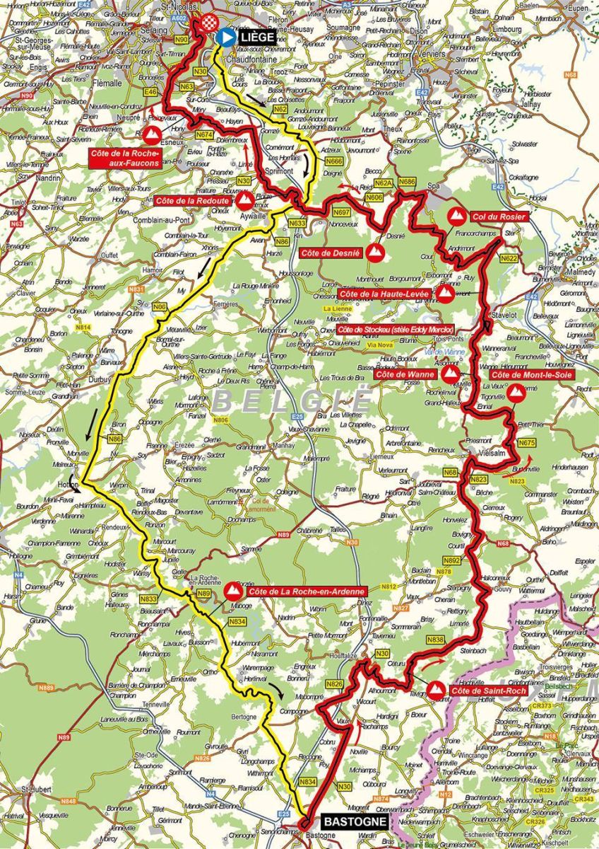 Parcours de Liège-Bastogne-Liège 2022