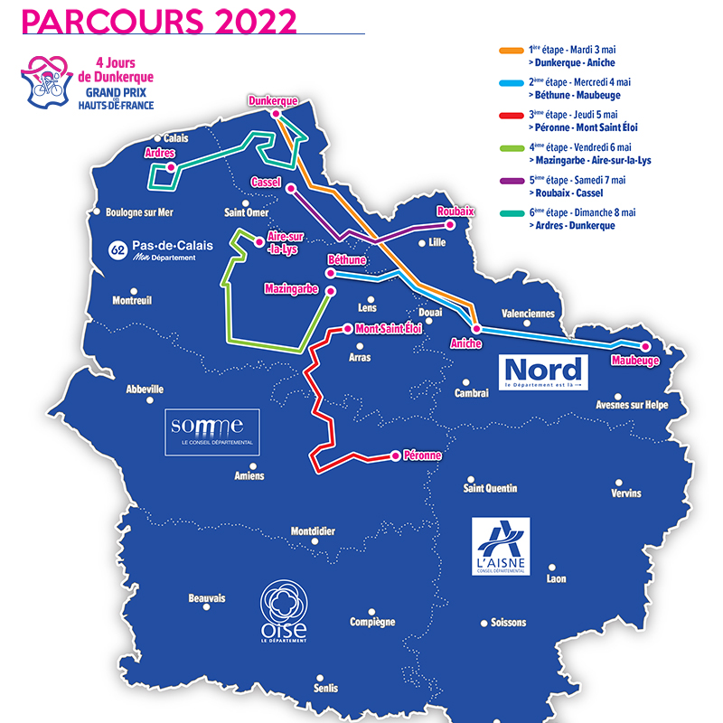 Parcours des 4 jours de Dunkerque 2022.