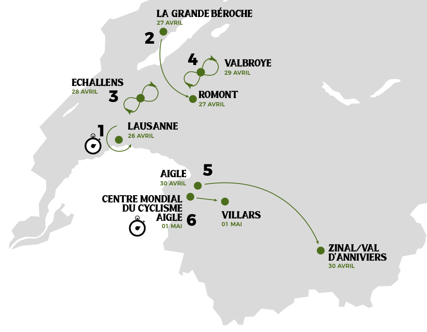 Parcours du Tour de Romandie 2022.