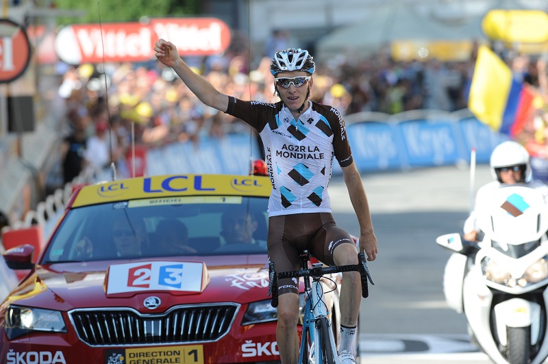 Romain Bardet lors de sa première victoire sur le Tour, à Saint-Jean-de-Maurienne en 2015