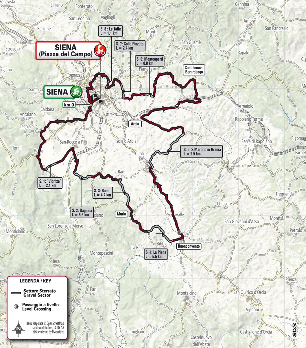 strade bianche femmes 2022 parcours