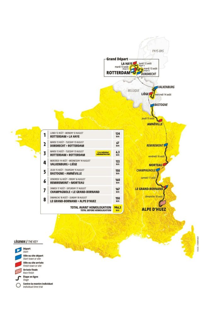 Tour de france femmes feminin 2024 parcours carte et étapes
