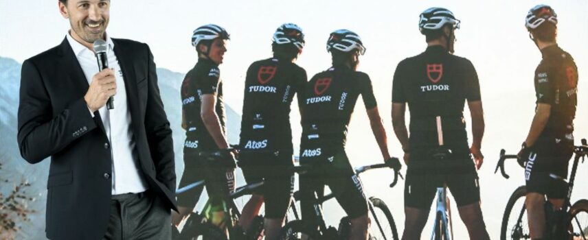 Fabian Cancellara lors de la présentation se son équipe Tudor Pro Cycling Team.