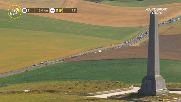 This is a grouped platoon approaching the coast of Cap-Blanc-Nez by a wide road / GCN screenshot