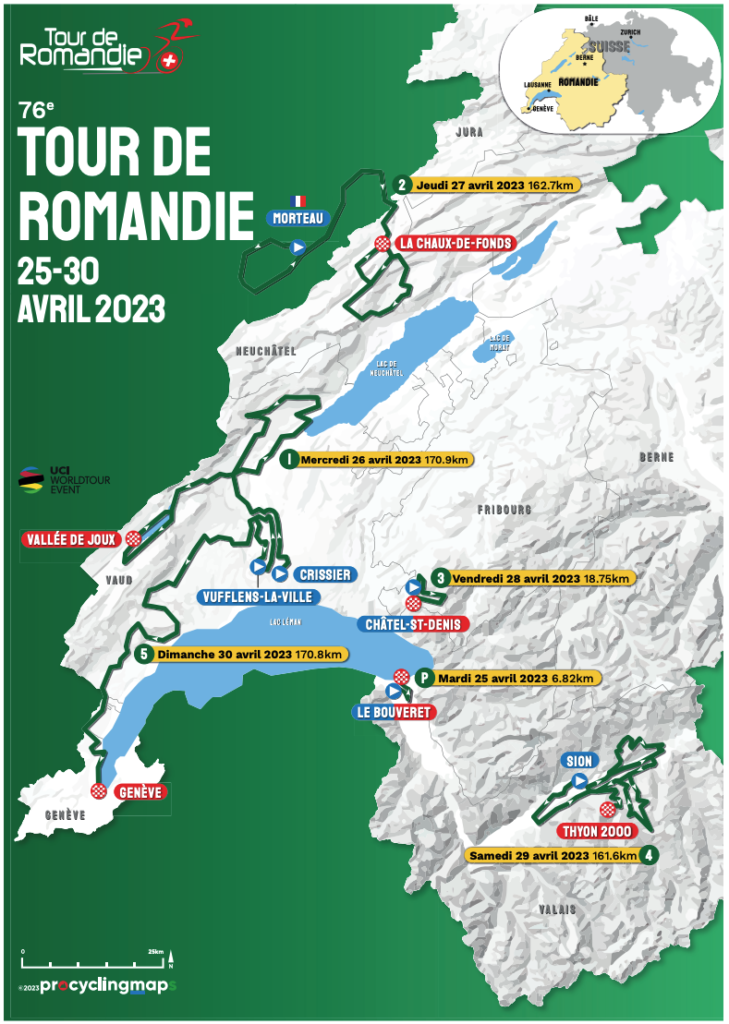 Tour de Romandie 2023 Parcours, étapes, engagés Velo 101